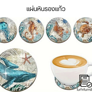 แผ่นหินรองแก้ว ที่รองแก้ว ซึมซับน้ำไว แห้งไว ทำจากวัสดุธรรมชาติ