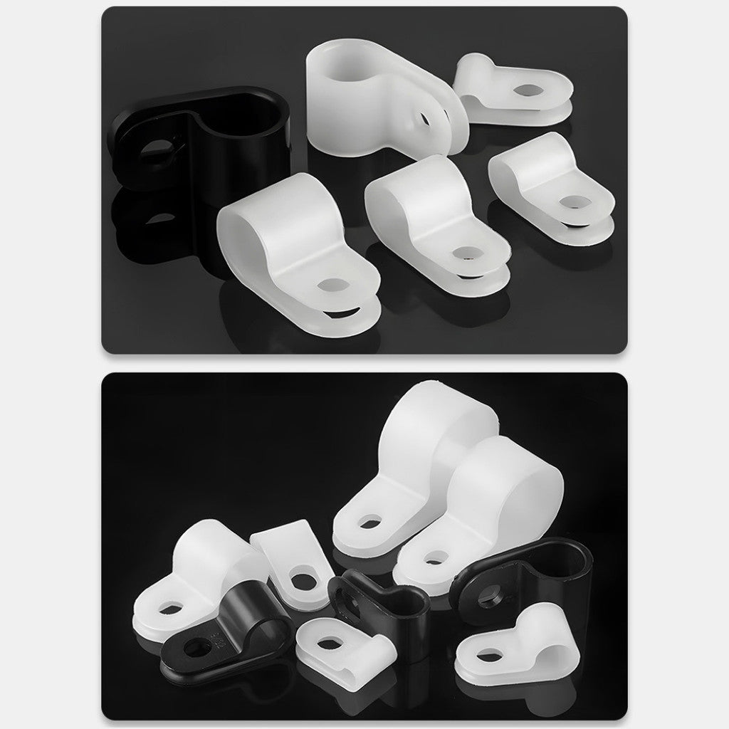 เคเบิ้ลแคลมป์ Cable Clamp 10,50/ชิ้น พลาสติกไนลอน ตัวR,ตัวU จัดเก็บสายไฟ ตัวล็อคสายไฟ กิ๊ปยึดสายไฟ