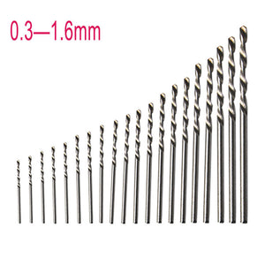 ชุดดอกสว่านขนาดเล็ก ชุดดอกสว่านจิ๋ว HSS ขนาด 0.3-1.6mm 20 ชิ้น สำหรับงานละเอียด งานเจาะขนาดเล็ก ดอกสว่านขนาดเล็ก