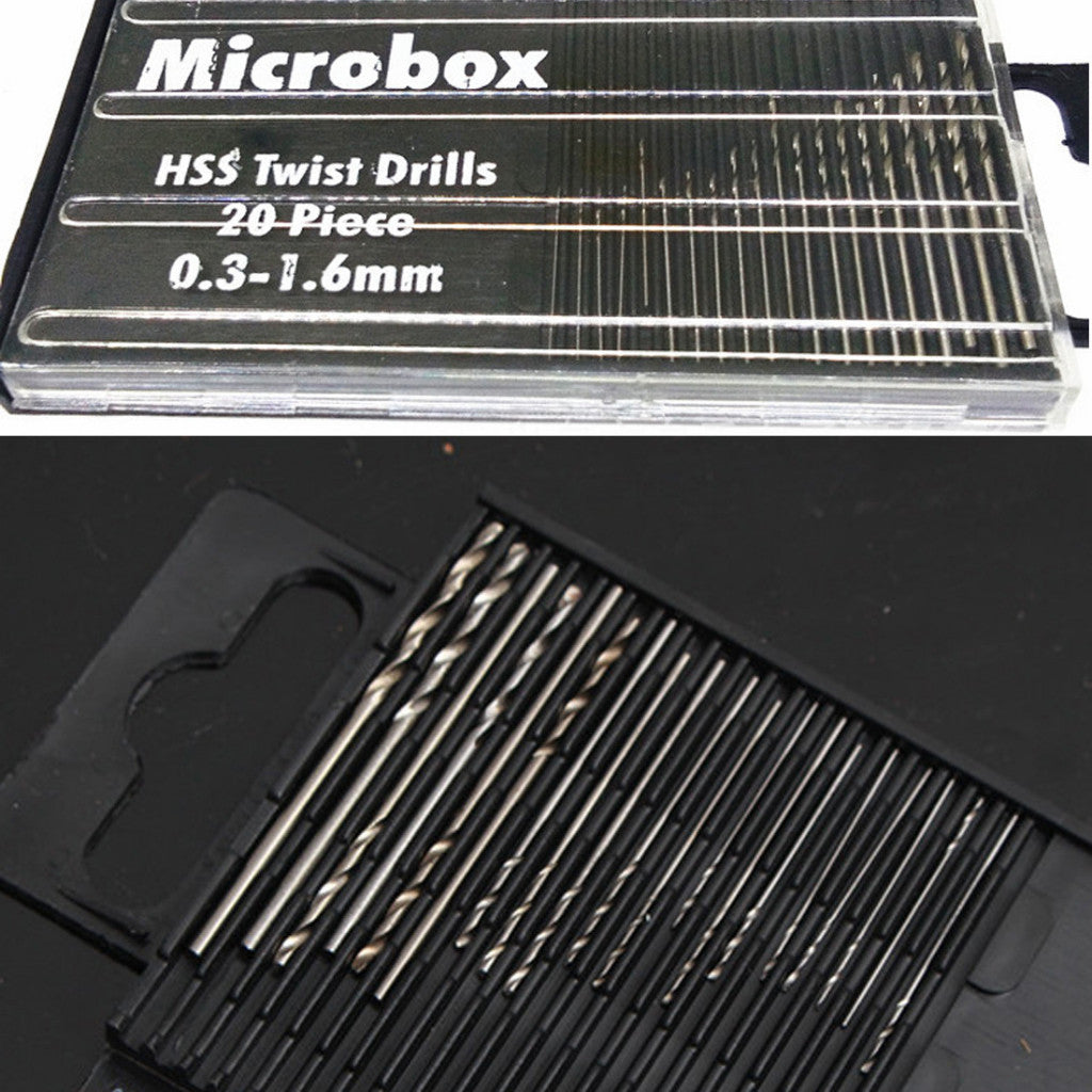 ชุดดอกสว่านขนาดเล็ก ชุดดอกสว่านจิ๋ว HSS ขนาด 0.3-1.6mm 20 ชิ้น สำหรับงานละเอียด งานเจาะขนาดเล็ก ดอกสว่านขนาดเล็ก