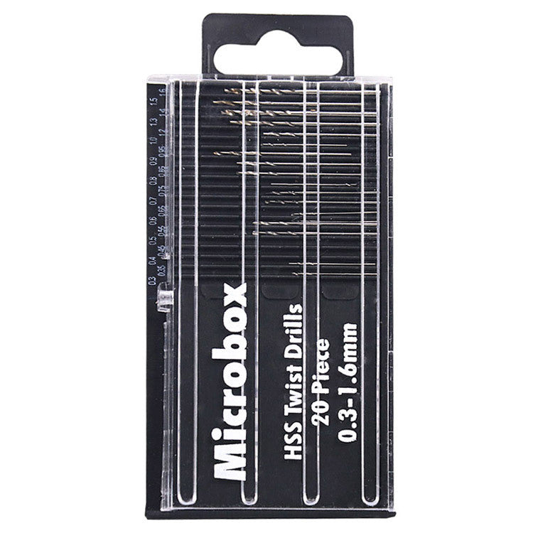 ชุดดอกสว่านขนาดเล็ก ชุดดอกสว่านจิ๋ว HSS ขนาด 0.3-1.6mm 20 ชิ้น สำหรับงานละเอียด งานเจาะขนาดเล็ก ดอกสว่านขนาดเล็ก