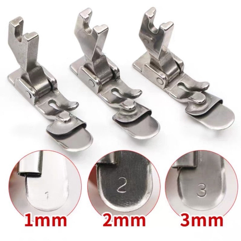 ตีนผีม้วนริมพับลง แบบไม่ต้องรีด ตีนผีจักรเย็บอุตสาหกรรม P351 มี 3 ขนาด (1mm,2mm,3mm)