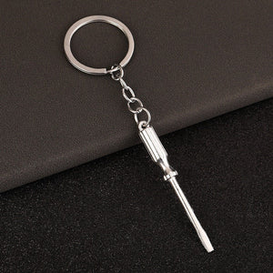 พวงกุญแจผู้ชายแบบพกพา Mini Utility กระเป๋ากระเป๋ารถกุญแจแหวน Clasp ไม้บรรทัดค้อนประแจกรรไกรขวานเลื่อย Vernier