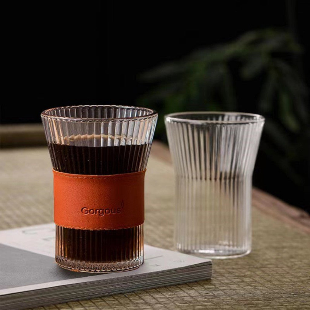 แก้วน้ำสไตล์ญี่ปุ่น แก้วกาแฟ ถ้วยแก้ว แก้วน้ำทรงลายทาง แก้วน้ำผลไม้ แก้วใส แก้วสำหรับใส่เครื่องดื่ม