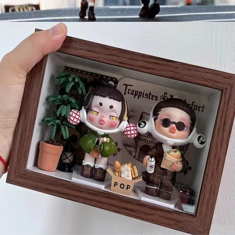 กล่องไม้ สามมิติ สําหรับโชว์โมเดลตุ๊กตา ฟิกเกอร์ diy กรอบรูปป๊อปมาร์ท สําหรับตกแต่งบ้าน