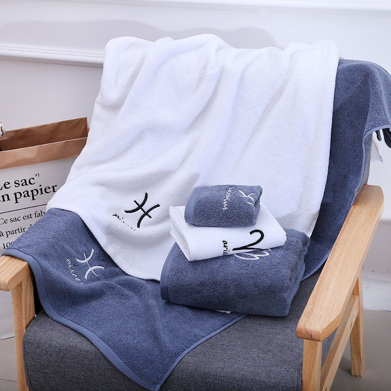 ผ้าขนหนู ผ้าเช็ดหน้า 12ราศี cotton ประจำราศีสิริมงคล ผ้าเช็ดผม Zodiac ขนาด 35 x 75 cm