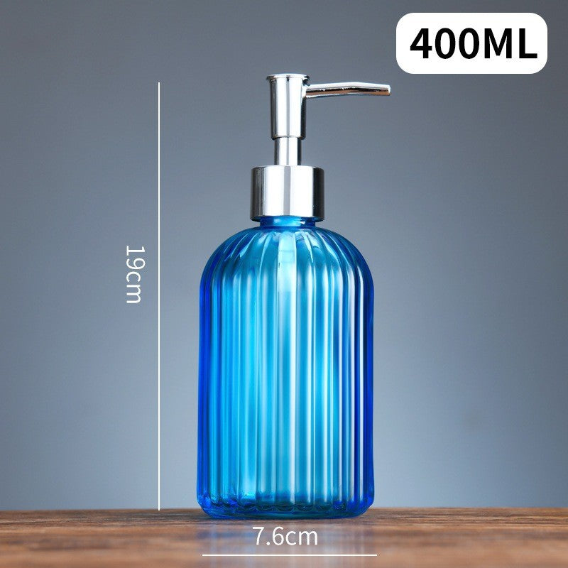 ขวดแก้วใส่สบู่เหลว ขวดปั้มแก้วสี ขวดแชมพู 400ml. หัวปั๊มสีเงิน สําหรับใส่สบู่เหลว เจลล้างมือ