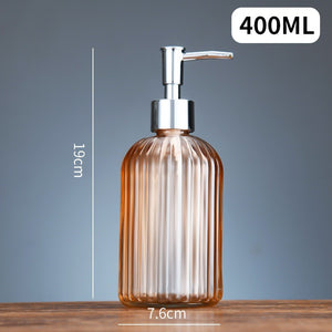 ขวดแก้วใส่สบู่เหลว ขวดปั้มแก้วสี ขวดแชมพู 400ml. หัวปั๊มสีเงิน สําหรับใส่สบู่เหลว เจลล้างมือ