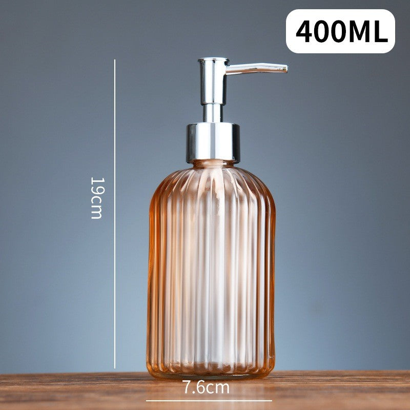 ขวดแก้วใส่สบู่เหลว ขวดปั้มแก้วสี ขวดแชมพู 400ml. หัวปั๊มสีเงิน สําหรับใส่สบู่เหลว เจลล้างมือ