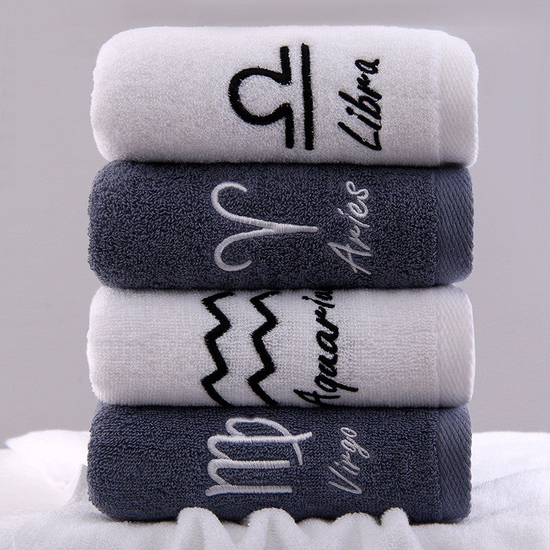 ผ้าขนหนู ผ้าเช็ดหน้า 12ราศี cotton ประจำราศีสิริมงคล ผ้าเช็ดผม Zodiac ขนาด 35 x 75 cm