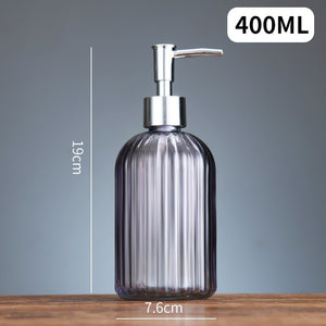 ขวดแก้วใส่สบู่เหลว ขวดปั้มแก้วสี ขวดแชมพู 400ml. หัวปั๊มสีเงิน สําหรับใส่สบู่เหลว เจลล้างมือ