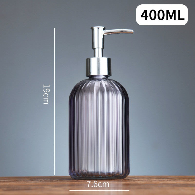 ขวดแก้วใส่สบู่เหลว ขวดปั้มแก้วสี ขวดแชมพู 400ml. หัวปั๊มสีเงิน สําหรับใส่สบู่เหลว เจลล้างมือ