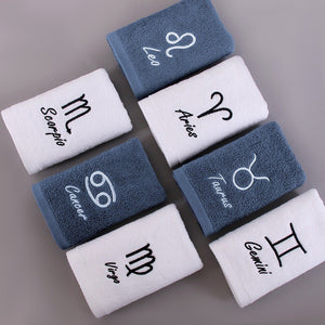 ผ้าขนหนู ผ้าเช็ดหน้า 12ราศี cotton ประจำราศีสิริมงคล ผ้าเช็ดผม Zodiac ขนาด 35 x 75 cm