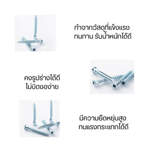 สกรูเกลียวปล่อย หัวจม หกเหลี่ยม เหมาะสำหรับยึดติดอุปกรณ์ เฟอร์นิเจอร์ทั่วไป (10ตัว)
