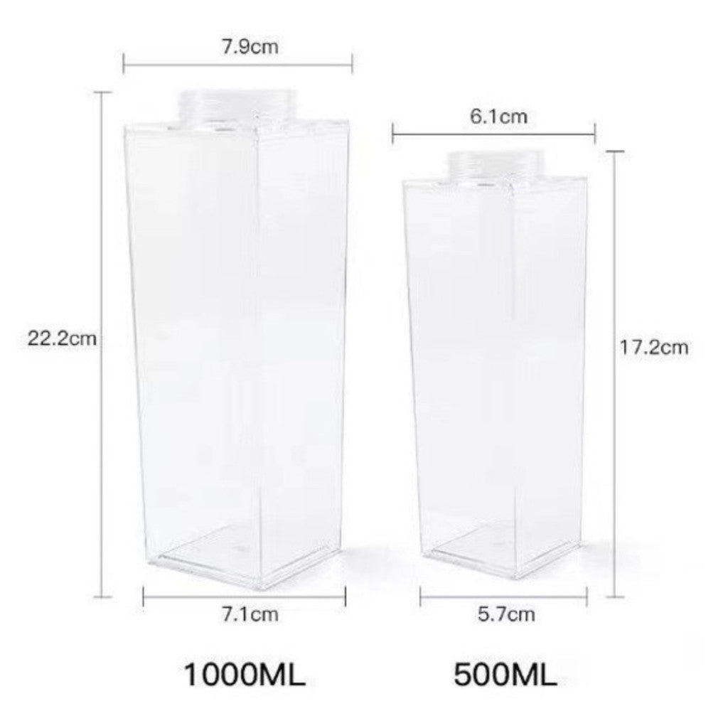 ขวดใส่เครื่องดื่ม ขวดพลาสติกใส่น้ำดื่ม ทรงกล่องนม ขนาด500ml./1000ml. ขวดน้ำทรงสี่เหลี่ยม แบบใส💗สอบถามรายละเอียดเพิ่มเติม