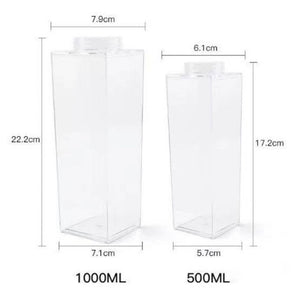 ขวดใส่เครื่องดื่ม ขวดพลาสติกใส่น้ำดื่ม ทรงกล่องนม ขนาด500ml./1000ml. ขวดน้ำทรงสี่เหลี่ยม แบบใส💗สอบถามรายละเอียดเพิ่มเติม