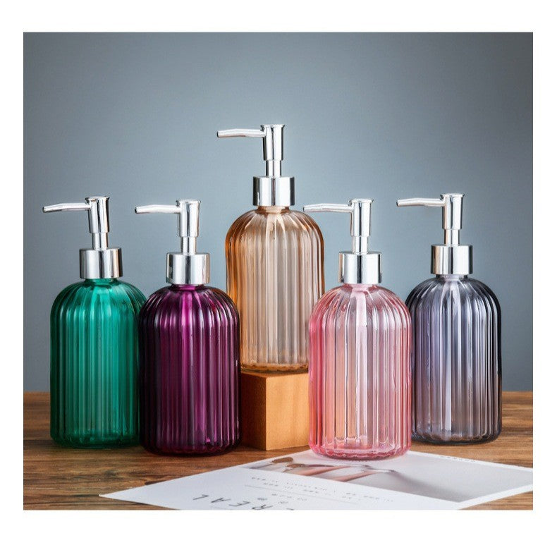 ขวดแก้วใส่สบู่เหลว ขวดปั้มแก้วสี ขวดแชมพู 400ml. หัวปั๊มสีเงิน สําหรับใส่สบู่เหลว เจลล้างมือ