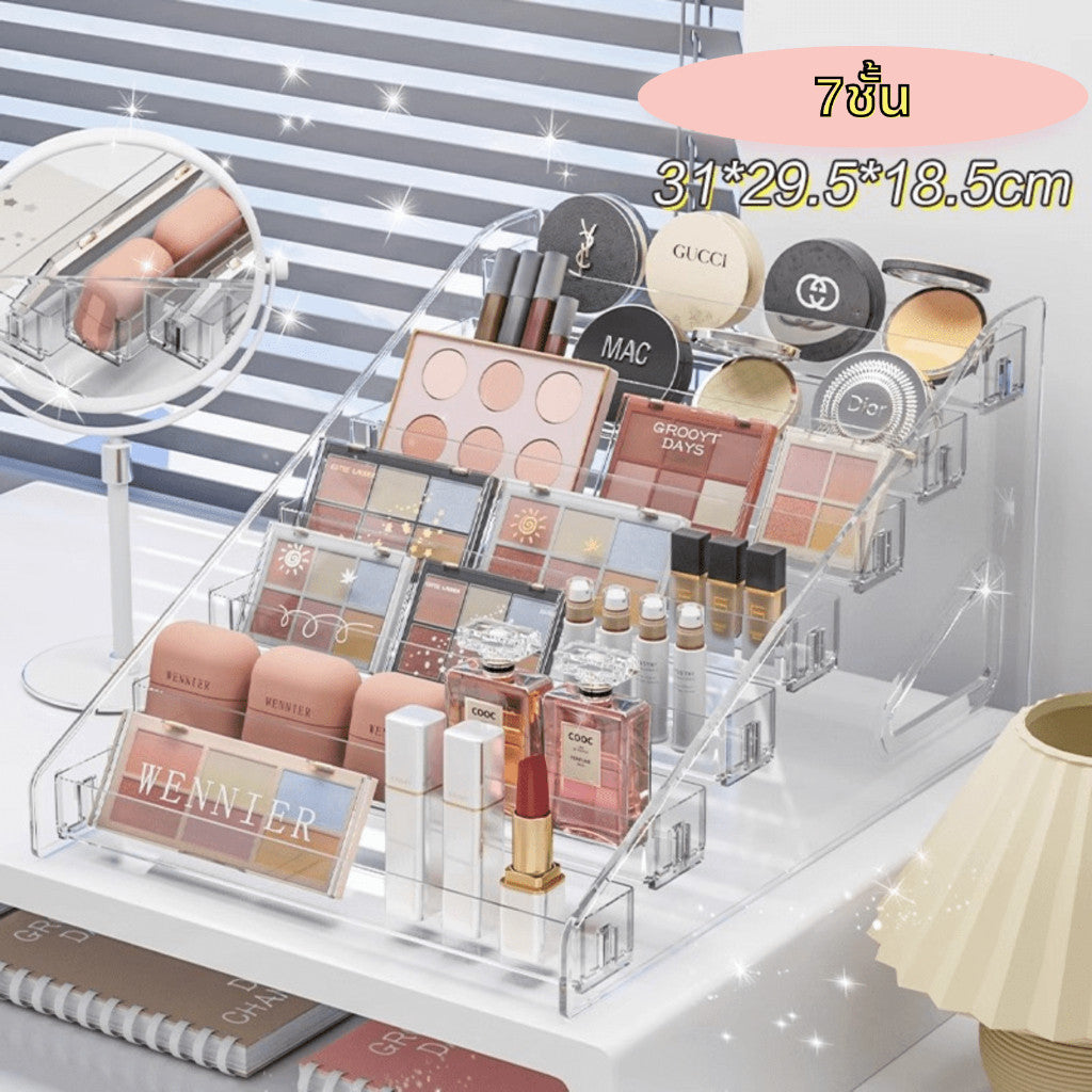 ชั้นวางเครื่องสำอางอะคริลิค 3/4/5/6/7 ชั้น สำหรับใส่เครื่องสำอางและวางโมเดลสินค้า แข็งแรง ทนทาน จัดระเบียบได้ดี
