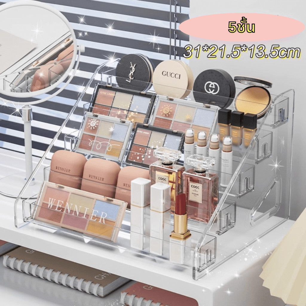 ชั้นวางเครื่องสำอางอะคริลิค 3/4/5/6/7 ชั้น สำหรับใส่เครื่องสำอางและวางโมเดลสินค้า แข็งแรง ทนทาน จัดระเบียบได้ดี