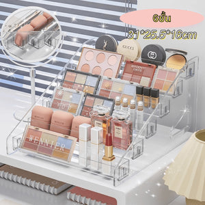 ชั้นวางเครื่องสำอางอะคริลิค 3/4/5/6/7 ชั้น สำหรับใส่เครื่องสำอางและวางโมเดลสินค้า แข็งแรง ทนทาน จัดระเบียบได้ดี