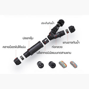 🔧 ข้อต่อสายเคเบิลกันน้ำรูปตัว Y  เป็นอุปกรณ์ที่ใช้สำหรับเชื่อมต่อและแยกสายเคเบิลไฟฟ้าออกเป็นสองทาง ป้องกันน้ำและฝุ่น