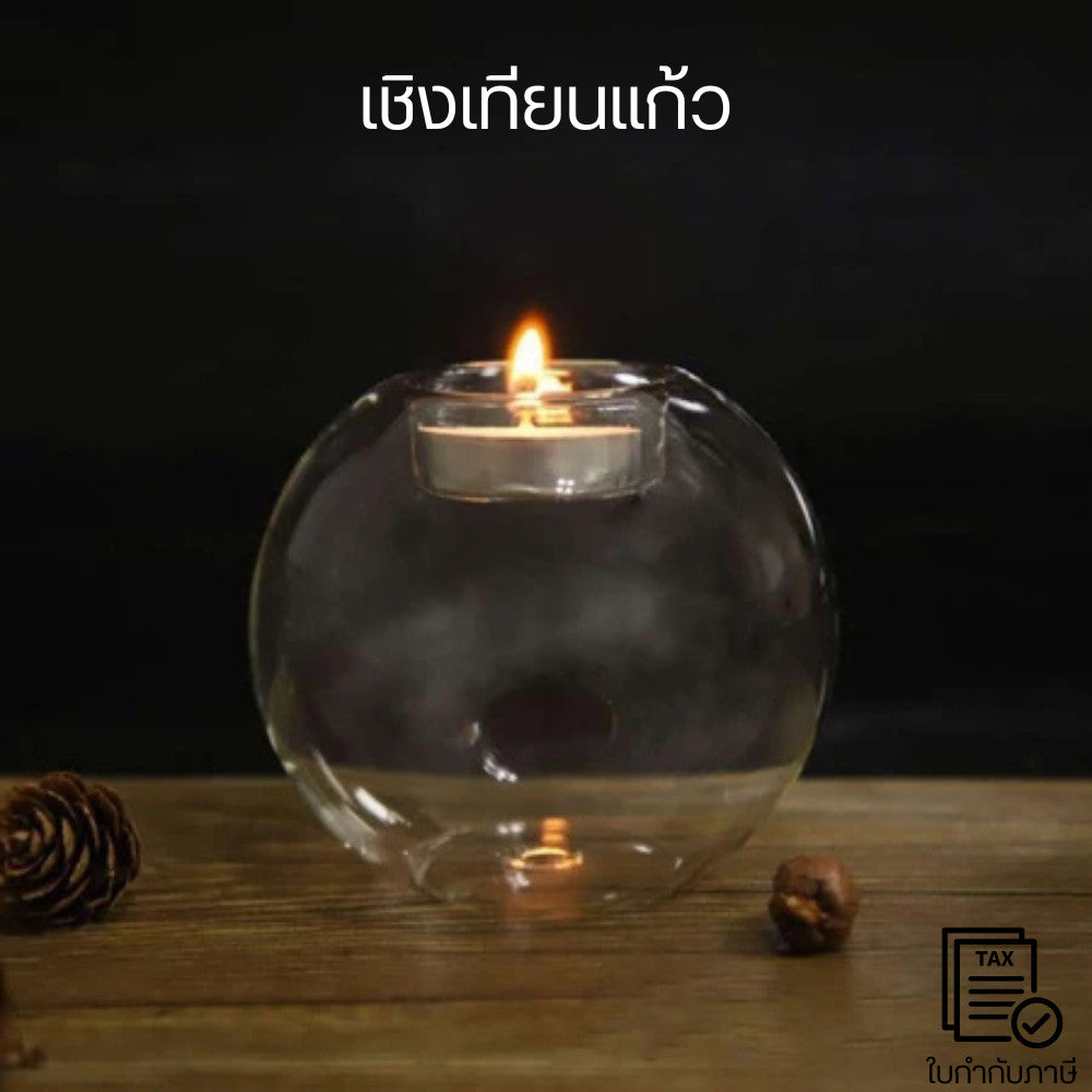 เชิงเทียนแก้ว ทำจากวัสดุแก้วคุณภาพดีมีความมั่นคงเชิงเทียนกลมคลาสสิกเหมาะสำหรับอาหารค่ำใต้แสงเทียนห้องนอนของตกแต่งบ้าน