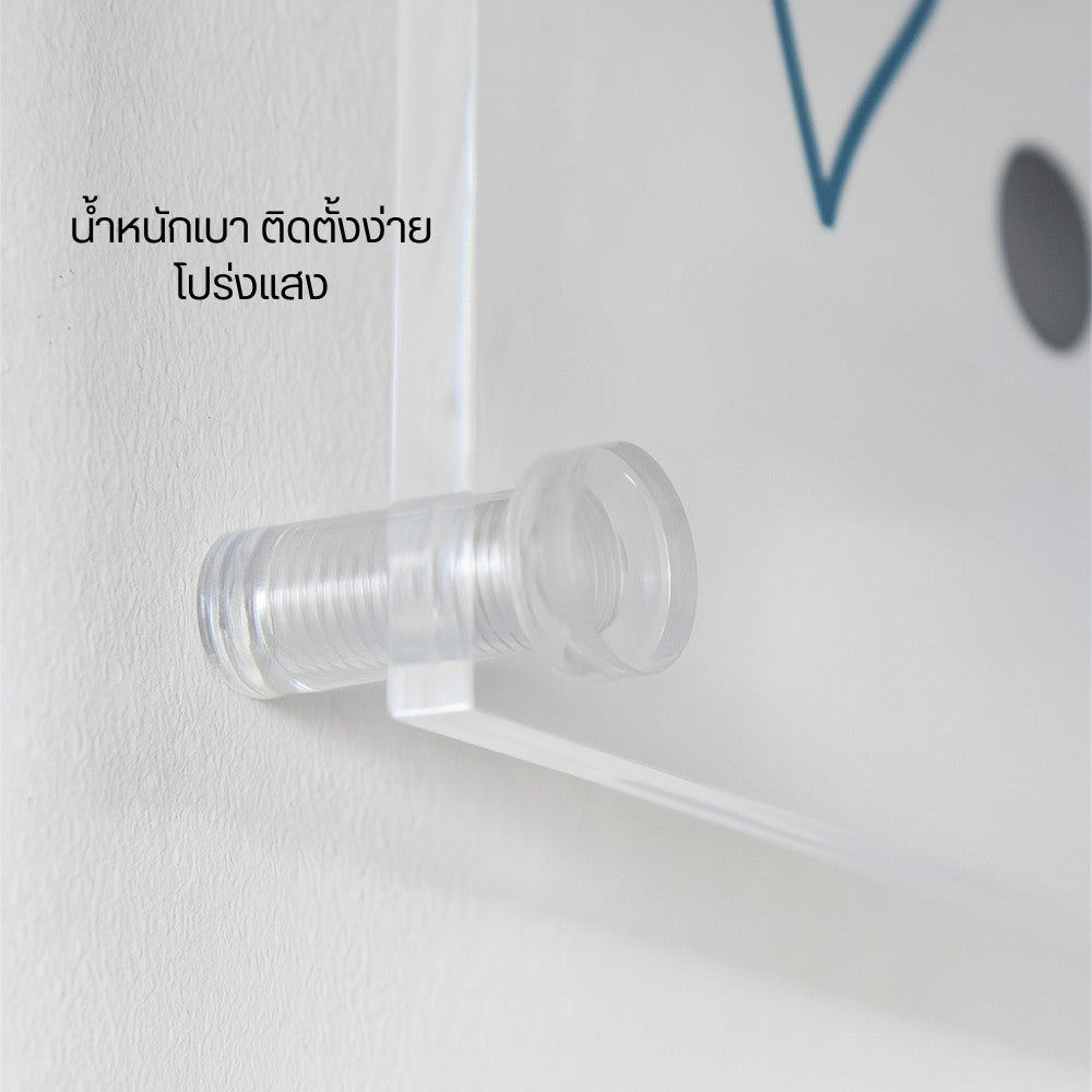 🔩 หมุดลอยอะคริลิค หมุดลอยยึดกรอบภาพอะคริลิค ทรงกระบอกหัวกลม พร้อมเกลียวยึด  น้ำหนักเบา ติดตั้งง่าย