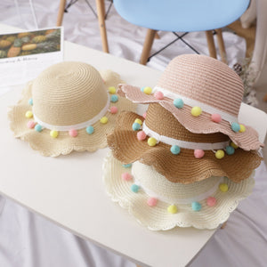 หมวกฟาง กระเป๋าฟาง หมวกกกันแดด หมวกเด็ก หมวกเดินเล่นชายหาด หมวกถักฟาง Baby Girl Hat