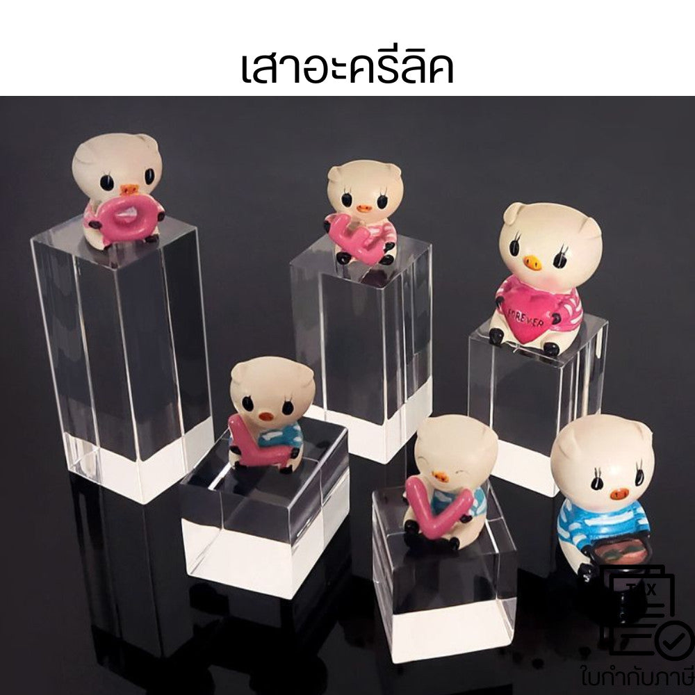 เสาอะครีลิค สีใสโปร่งแสงเห็นชิ้นงานได้ชัดเจน ชั้นวางเครื่องสำอางค์ ตามเคาเตอร์ เครื่องประดับฯ
