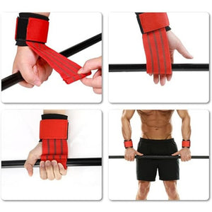 สายรัดยกน้ำหนักพร้อมซัพพอร์ตข้อมือ  กันลื่นสำหรับออกกำลังกาย ฝึกความแข็งแรง ฟิตเนส วิ่ง การฝึกบาร์เดี่ยว และโยคะ  เป็นต้