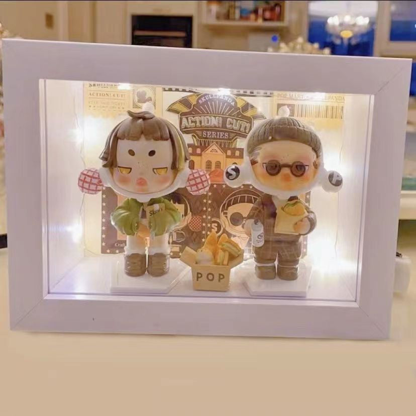 กล่องไม้ สามมิติ สําหรับโชว์โมเดลตุ๊กตา ฟิกเกอร์ diy กรอบรูปป๊อปมาร์ท สําหรับตกแต่งบ้าน
