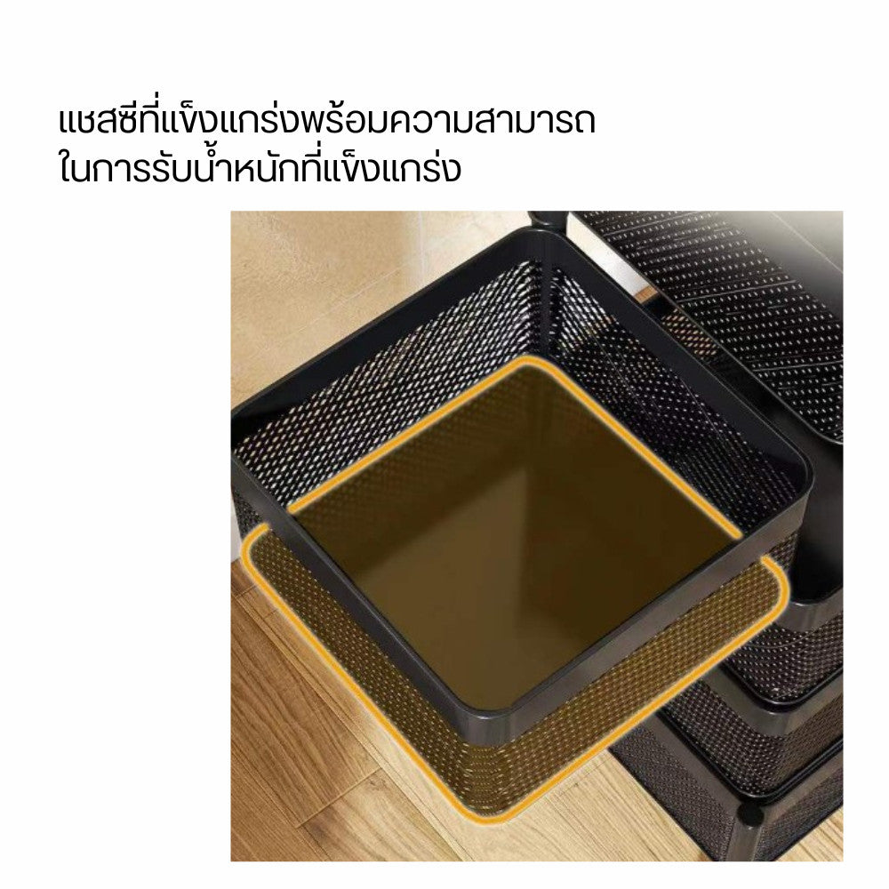 ชั้นวางของเหล็กหมุน ชั้นเก็บของทรงสี่เหลี่ยม ทรงกลม ชั้นวางที่เก็บเครื่องครัวชั้นผักผลไม้สำหรับใช้ในครัวเรือน