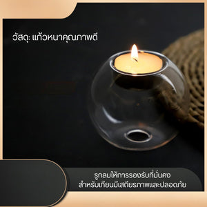 เชิงเทียนแก้ว ทำจากวัสดุแก้วคุณภาพดีมีความมั่นคงเชิงเทียนกลมคลาสสิกเหมาะสำหรับอาหารค่ำใต้แสงเทียนห้องนอนของตกแต่งบ้าน