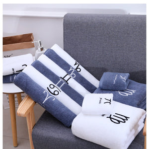 ผ้าขนหนู ผ้าเช็ดหน้า 12ราศี cotton ประจำราศีสิริมงคล ผ้าเช็ดผม Zodiac ขนาด 35 x 75 cm