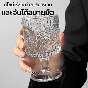 แก้ววินเทจ แก้วตกแต่งลายดอกไม้ แก้วน้ำลายแนวตั้ง อุปกรณ์บาร์น่ารัก,แก้วกาแฟเย็น แก้วทรงโบราณ