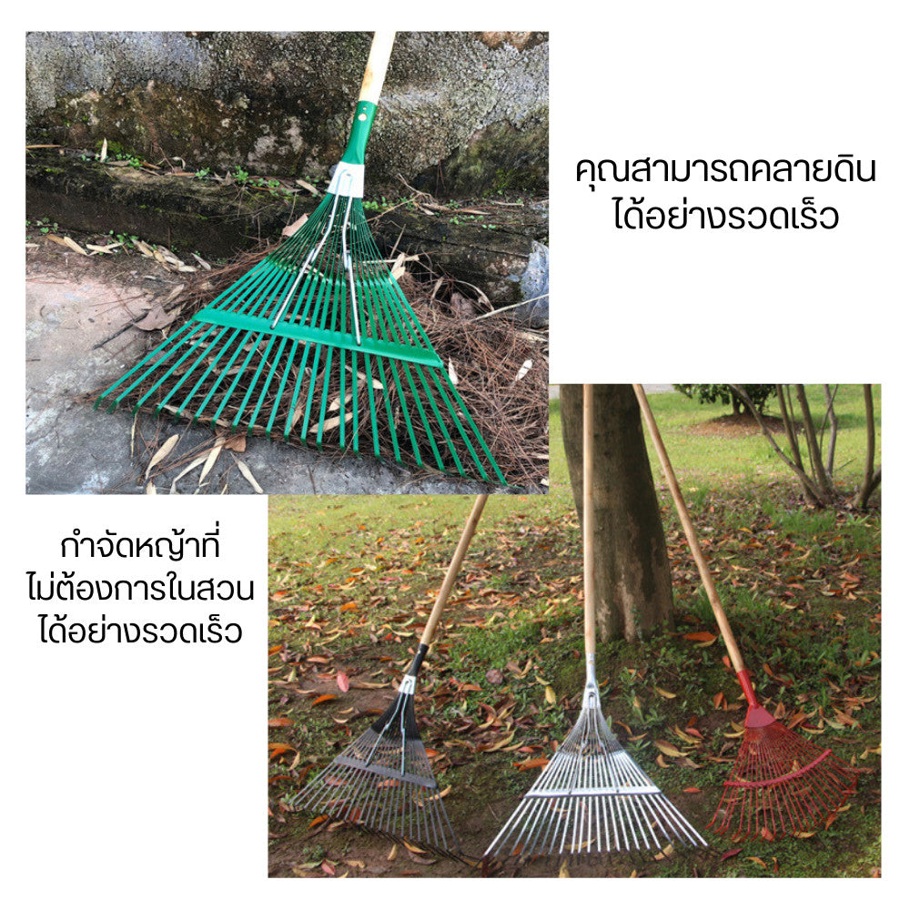 หัวคราด หัวคราดไม้พุ่มสวน คราดใบไม้ในดิน ทำความสะอาดใบ คราดเปลี่ยนหัวคราดสำหรับสนามหญ้า คราดลวด คราดหญ้า ด้ามไม้