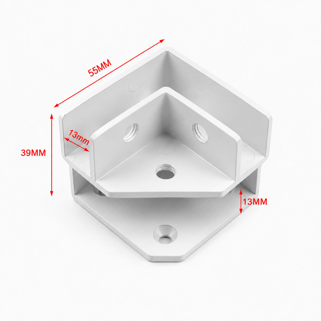 คลิปหนีบกระจกอลูมิเนียม แคลมป์ยึดกระจก Glass Clamp ตัว L ตัว T ตัว X สำหรับกระจกกั้นห้อง ชั้นวางกระจก ตู้โชว์ แข็งแรง