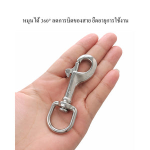 ตะขอสปริงแบบหมุน สแตนเลส316 อย่างดี ป้องกันสนิม ใช้คล้องอุปกรณ์ งานก่อสร้าง งาน DIY สัตว์เลี้ยง และงานอุตสาหกรรมทนแรงดึง
