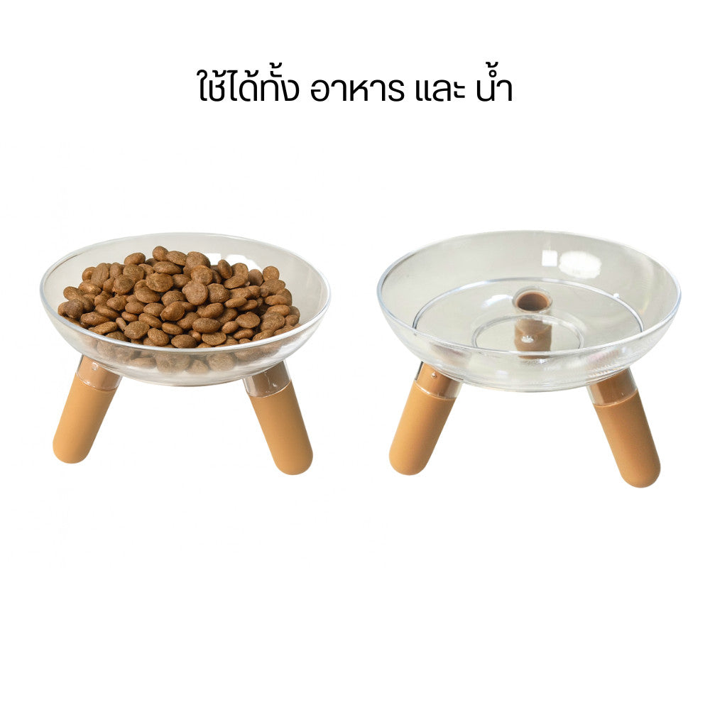 ถ้วยใส่อาหารสัตว์เลี้ยงอะคริลิคใส แข็งแรงทนทานไม่แตกง่าย มองเห็นอาหาร/น้ำได้ชัดเจนดีไซน์ยกสูงทำความสะอาดง่ายได้ทั้งอาหาร