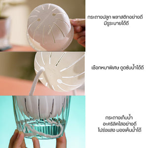 กระถางต้นไม้ 2 ชั้น ระบบดูดซึมน้ำอัตโนมัติพร้อมเชือกดูดซับน้ำ ไม่ต้องรดน้ำทุกวัน ต้นไม้ยังคงสดชื่นเหมือนมีคนดูแลตลอดเวลา