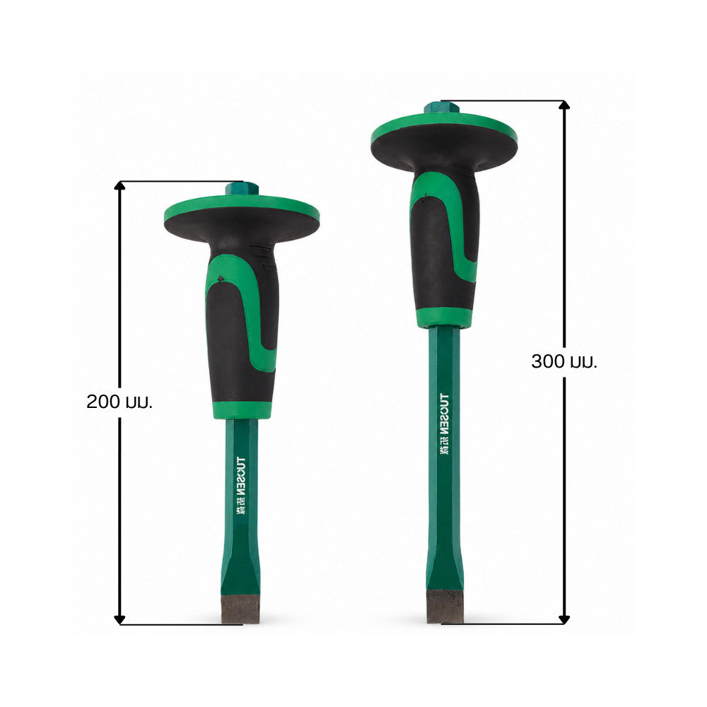 สิ่วสกัดปูน เหล็กสกัดคอนกรีต Masonry Chisel เหล็ก 40Cr ด้ามหุ้มยางกันลื่น พร้อมแผ่นกันมือ ใช้สกัดปูน อิฐ หิน