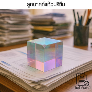 ลูกบาศก์แก้วปริซึม Prism Cube คริสตัลใส (สินค้ามีตำหนิ) ของตกแต่งบ้าน โต๊ะทำงาน คาเฟ่ บาร์ ถ่ายภาพแฟชั่น พร็อพไฟแสงสี