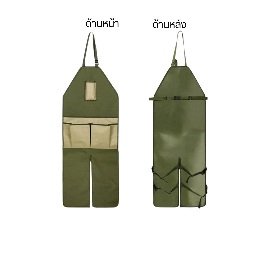 ผ้ากันเปื้อนทำสวน กันน้ำ กันดิน เลอะไม่กลัวเปื้อน ผ้าหนา ทนทาน มีกระเป๋า ใส่อุปกรณ์ได้ เหมาะปลูกต้นไม้ งานสวน