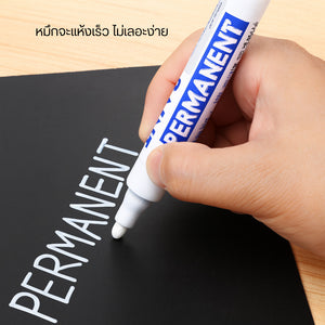 ปากกาเพ้นท์สี  หมึกจะแห้งเร็ว ไม่เลอะง่าย หมึกกันน้ำ ทนแดด ทนรอยขีดข่วนได้ดี เหมาะกับงานเขียนเส้นเล็ก-ใหญ่ หรืองานตกแต่ง