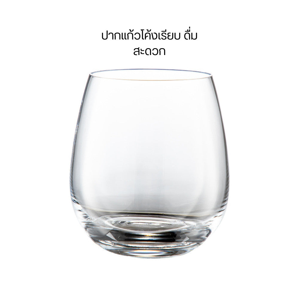 แก้วน้ำใสทรงโค้งมินิมอล จับถนัดมือ ใช้งานง่าย ฐานแก้วหนา วางมั่นคง ไม่ล้มง่าย ปากแก้วโค้งเรียบ ดื่มสะดวก