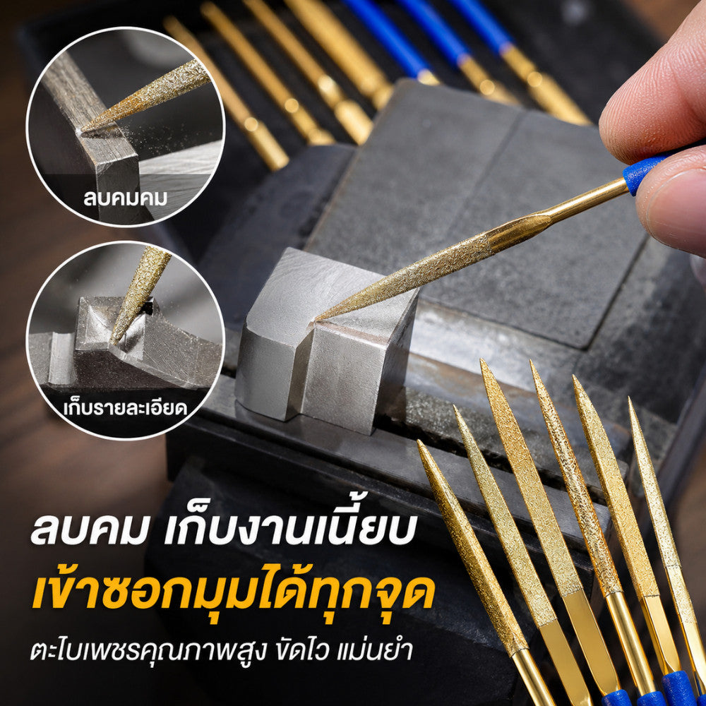 ตะไบเคลือบไทเทเนียม ตะไบเหล็ก ตะไบงานช่าง สำหรับลับคม ขัดแต่ง เจียรแต่งผิวโลหะ งานไม้ งาน DIY