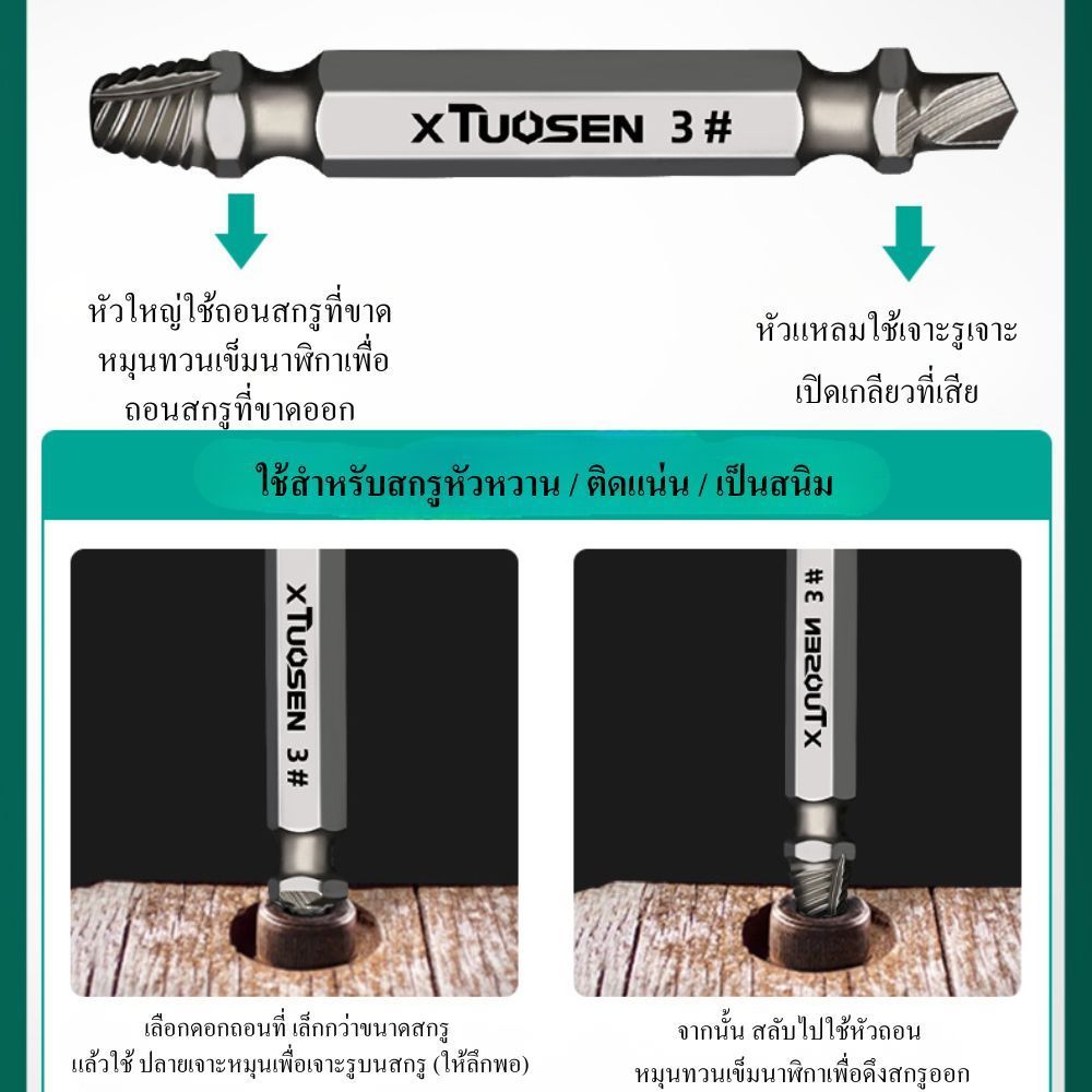 ชุดดอกถอนสกรูเสีย Screw Extractor Set 5/14 ชิ้น ดอกถอนน็อตหัวหวาน ถอนสกรูหัวขาด สกรูติดแน่น ใช้กับสว่าน เครื่องมือช่าง