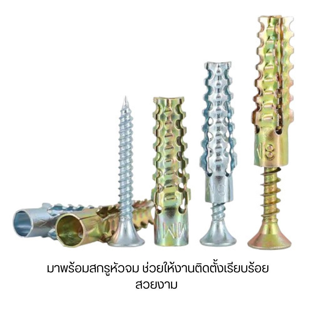 ชุดพุกเหล็กอิฐมวลเบา พุกสำหรับอิฐมวลเบา พุก+สกรู พุกโลหะ พุกโลหะยึดผนัง (ชุด10ชิ้น) แรงยึดเกาะสูง
