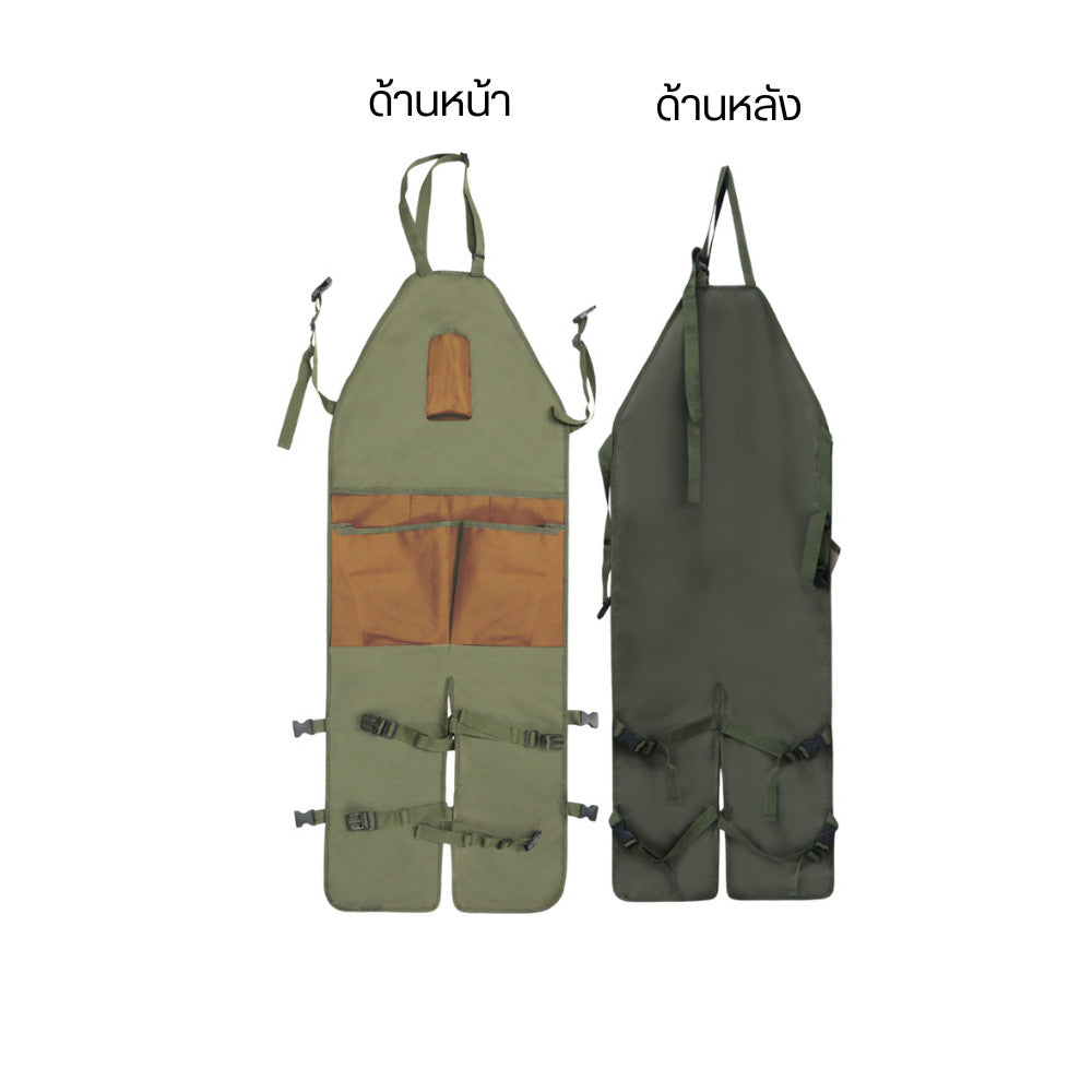 ผ้ากันเปื้อนทำสวน กันน้ำ กันดิน เลอะไม่กลัวเปื้อน ผ้าหนา ทนทาน มีกระเป๋า ใส่อุปกรณ์ได้ เหมาะปลูกต้นไม้ งานสวน