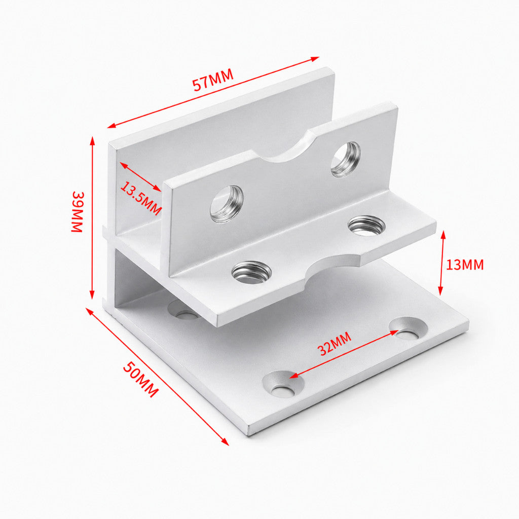 คลิปหนีบกระจกอลูมิเนียม แคลมป์ยึดกระจก Glass Clamp ตัว L ตัว T ตัว X สำหรับกระจกกั้นห้อง ชั้นวางกระจก ตู้โชว์ แข็งแรง